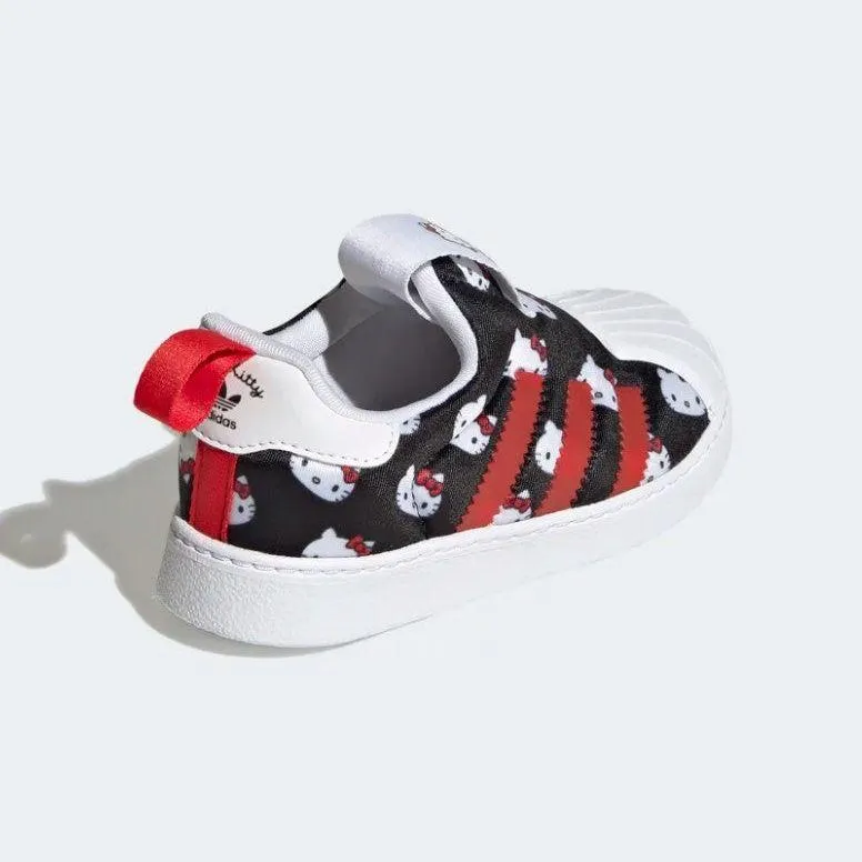 Adidas Kid's Hello Kitty Superstar 360 Shoes - Cloud White / Core Black / Vivid Red