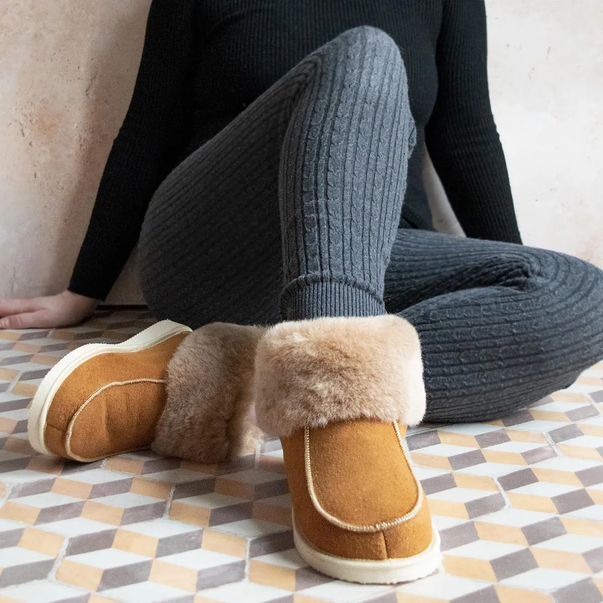 Aesop Sheepskin Slippers - Chestnut