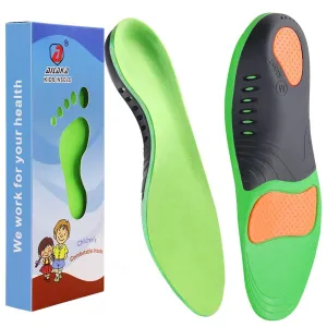 Ailaka Kids Orthotic Arch Support Shoe Insoles, Plantar Fasciitis Cushioning Athletic Inserts for Flatfoot Pain Relief Running Walking 3/5 UK Green