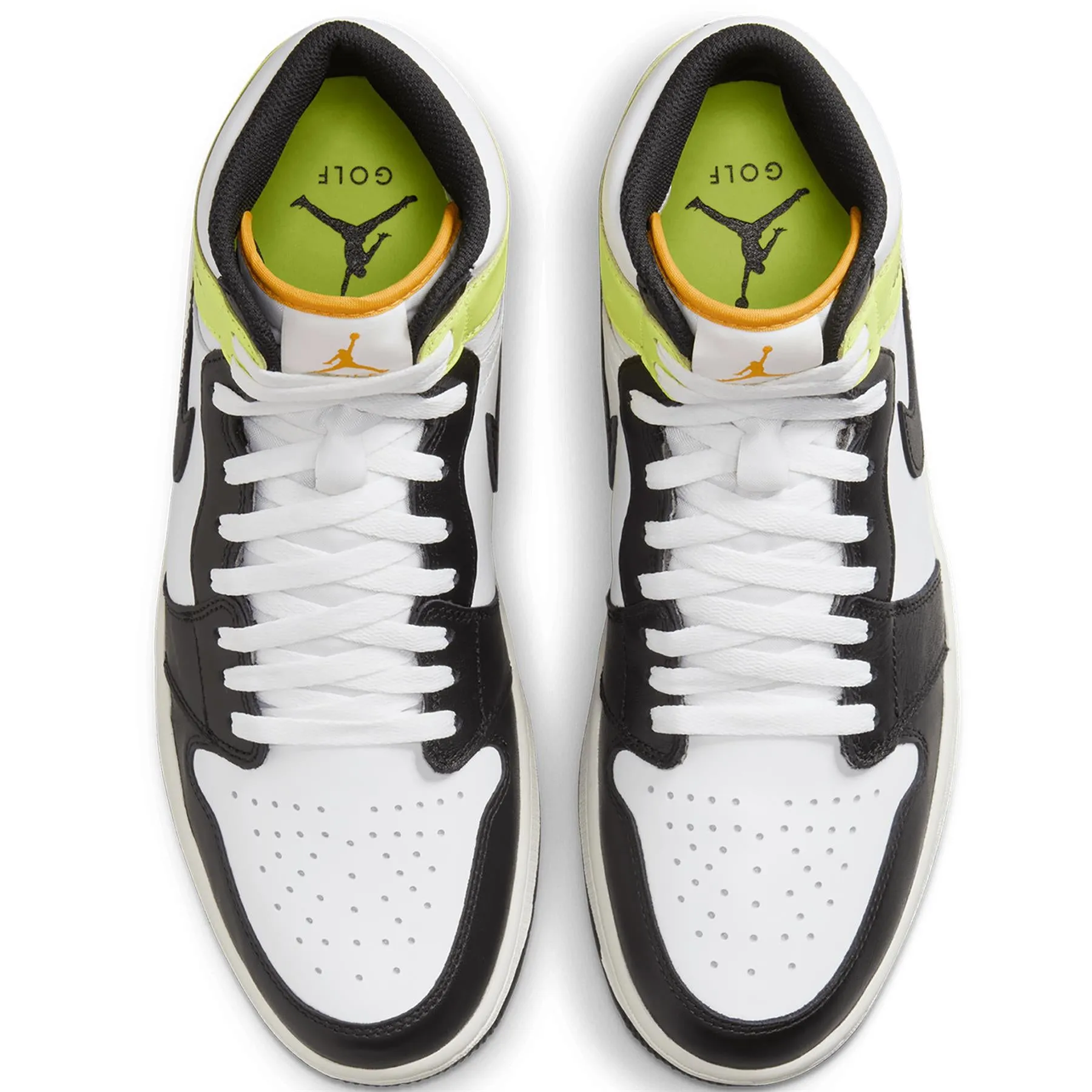 Air Jordan 1 High Top Golf Shoes White/Black/University Gold/Volt - AW24