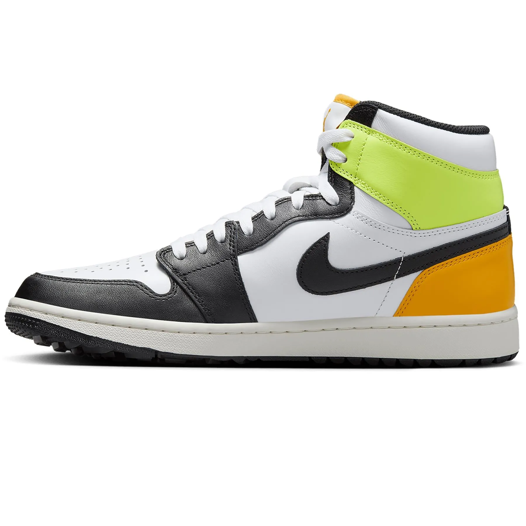 Air Jordan 1 High Top Golf Shoes White/Black/University Gold/Volt - AW24