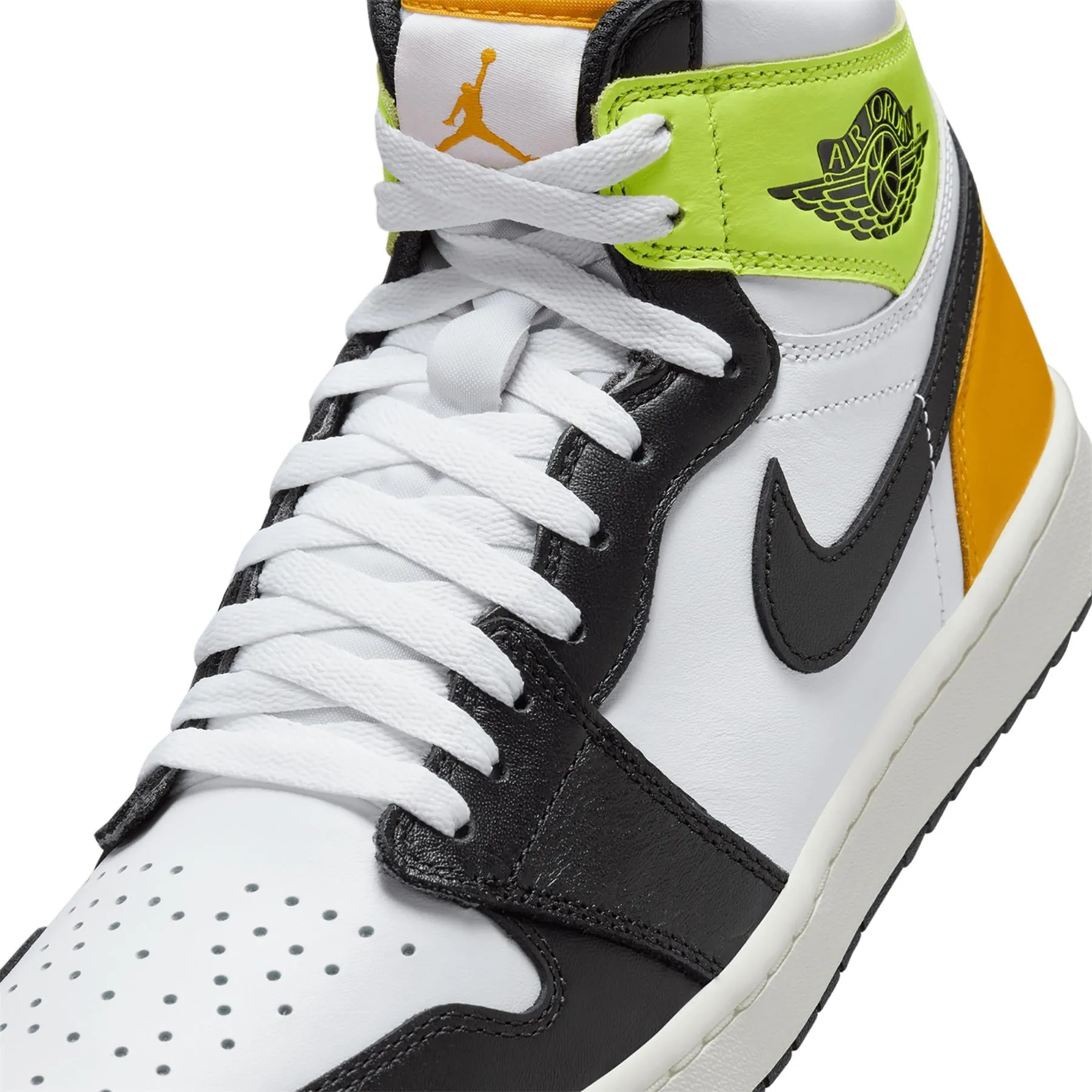 Air Jordan 1 High Top Golf Shoes White/Black/University Gold/Volt - AW24