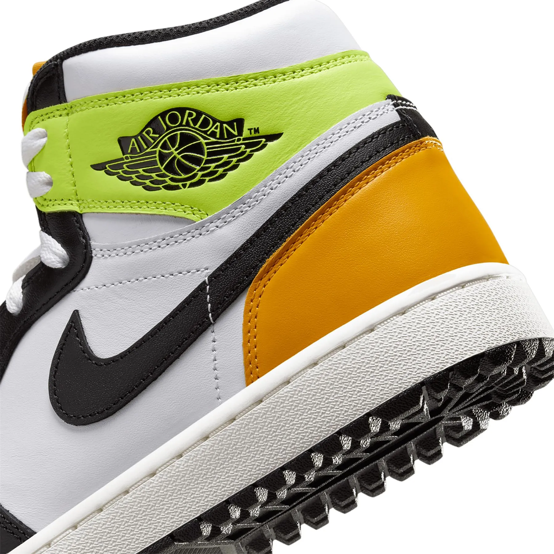 Air Jordan 1 High Top Golf Shoes White/Black/University Gold/Volt - AW24