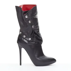 ALEXANDER MCQUEEN black leather red lined pirate biker ankle boots EU39