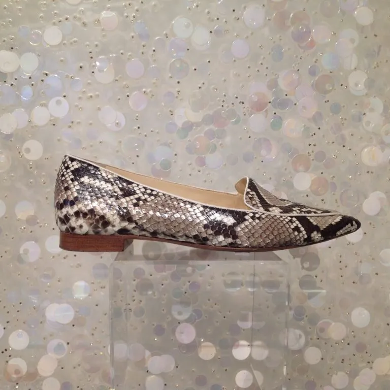 ALEXANDRE BIRMAN Faux Snakeskin Leather Pointy Flats