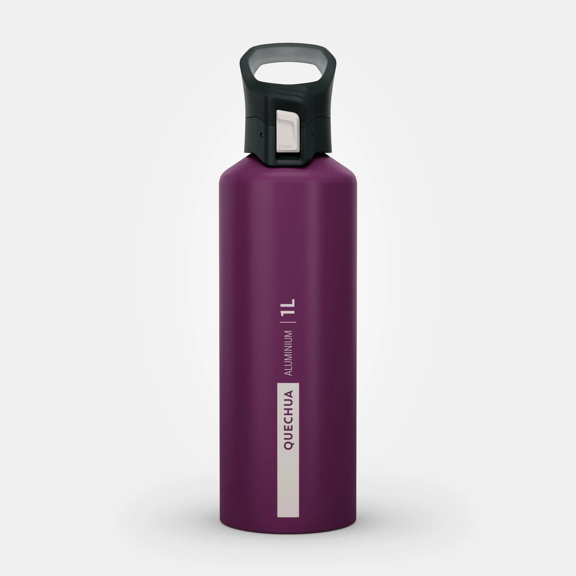 Aluminum camping drinking bottle Quechua MH500 1 l, purple