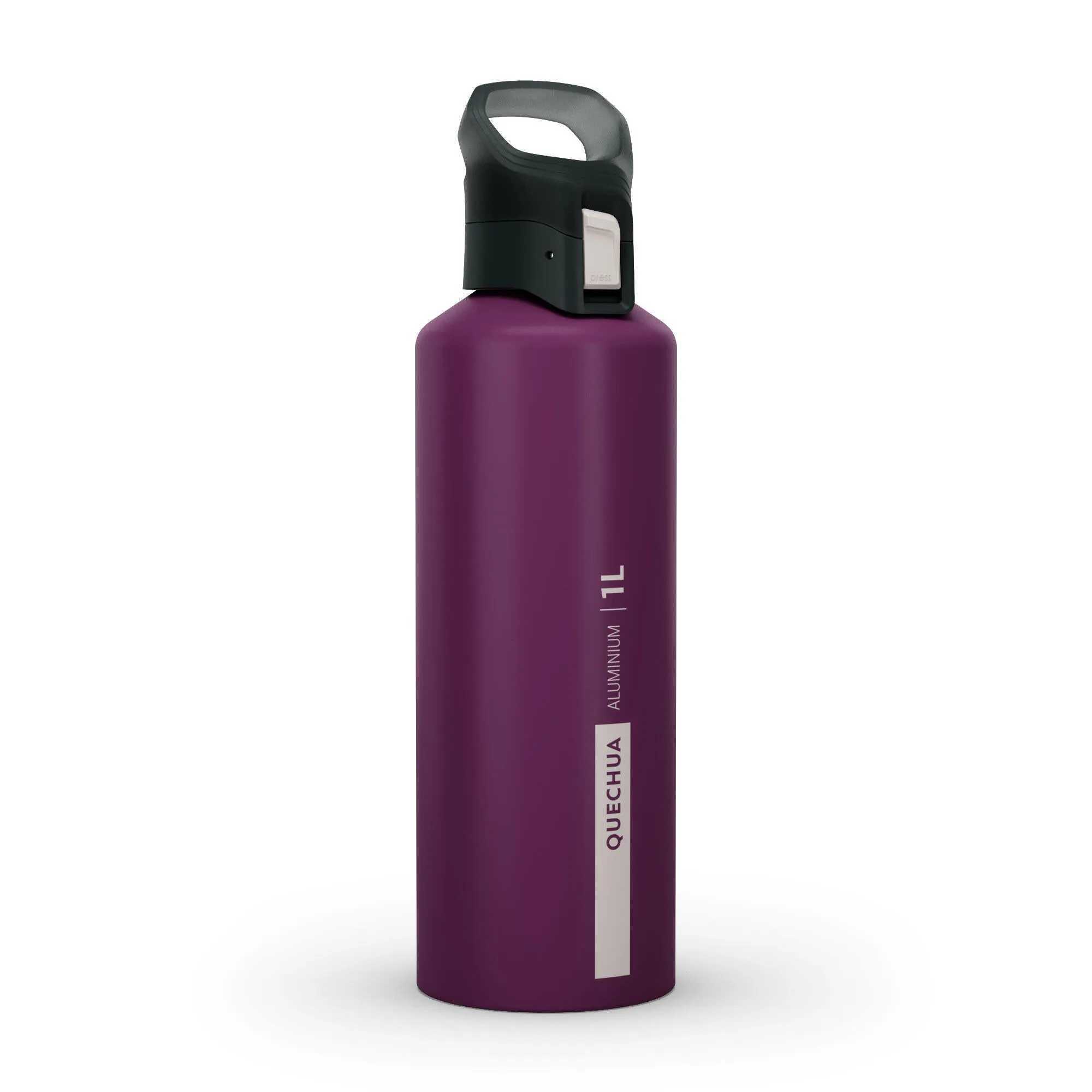 Aluminum camping drinking bottle Quechua MH500 1 l, purple