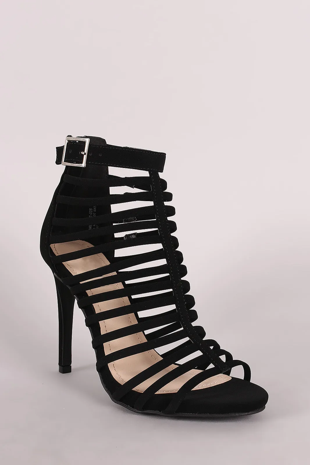 Anne Michelle Nubuck Strappy Buckled Stiletto Heel