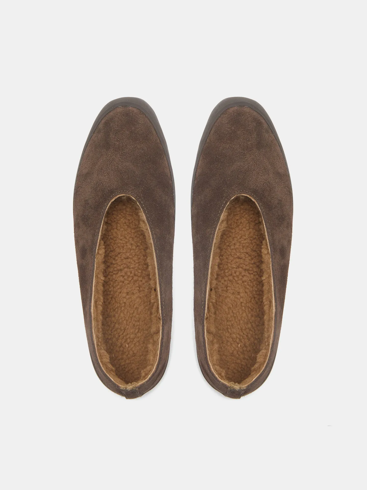 Apres Ski Shearling Flats / Brown Suede