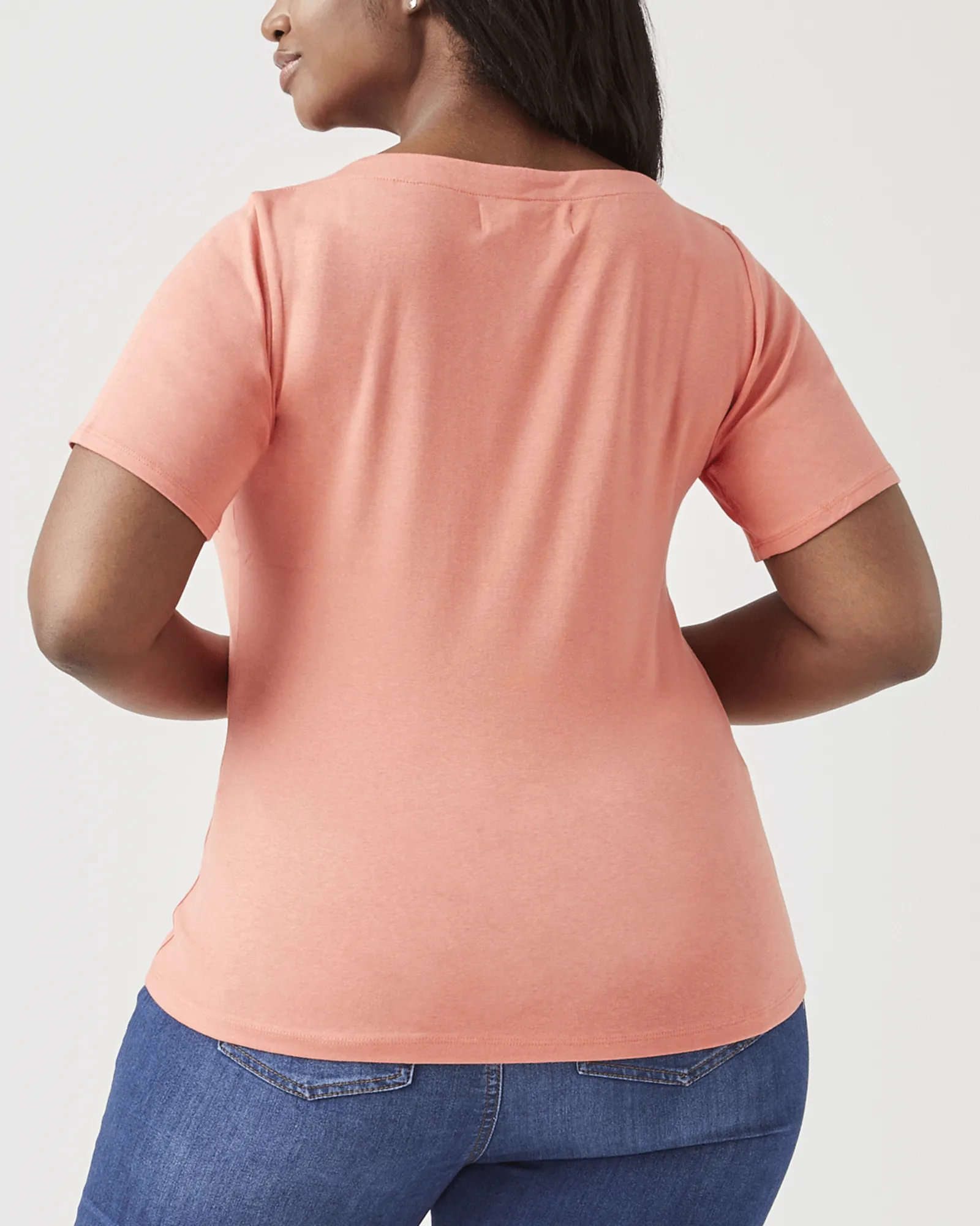 Aubrey Boat-Neck Tee | Coral