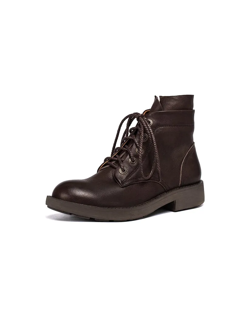 Autumn Winter Smooth Leather Martin Boots for Women