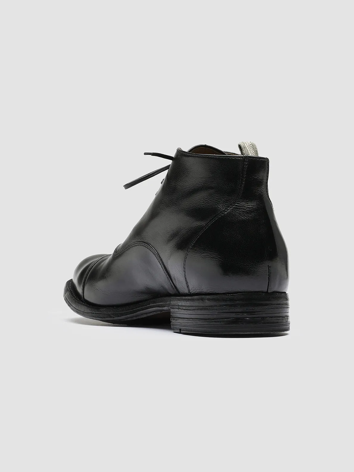 BALANCE 009 - Black Leather Lace Up Ankle Boots