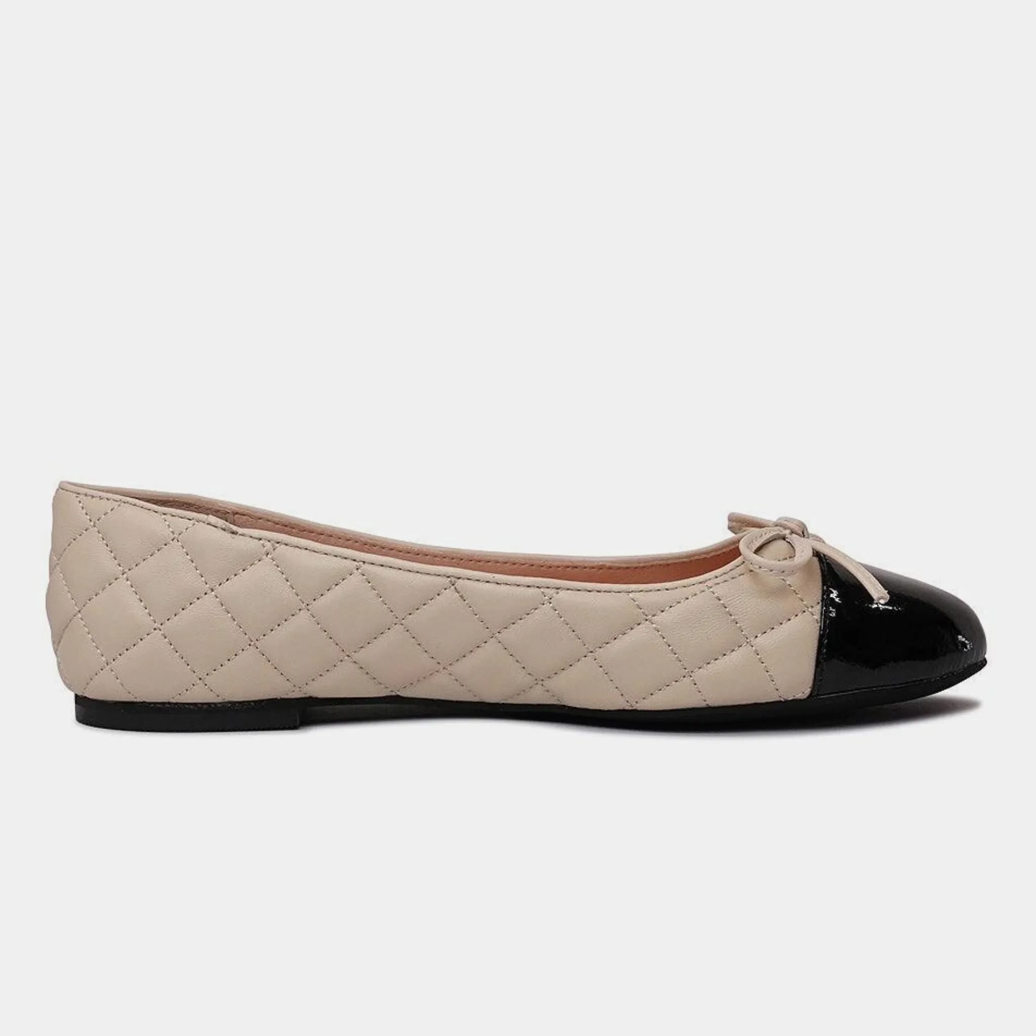 Belie Black Patent/ Cream Leather Ballet Flats