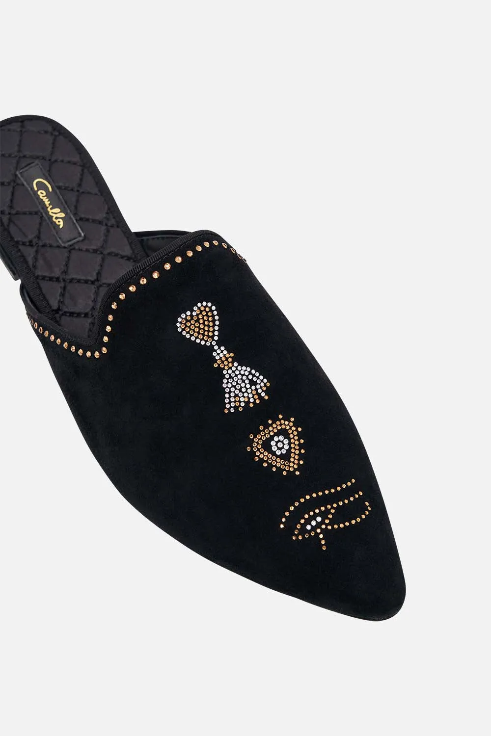 BELLE CRYSTALLED SLIPPER BLACK CRYSTAL