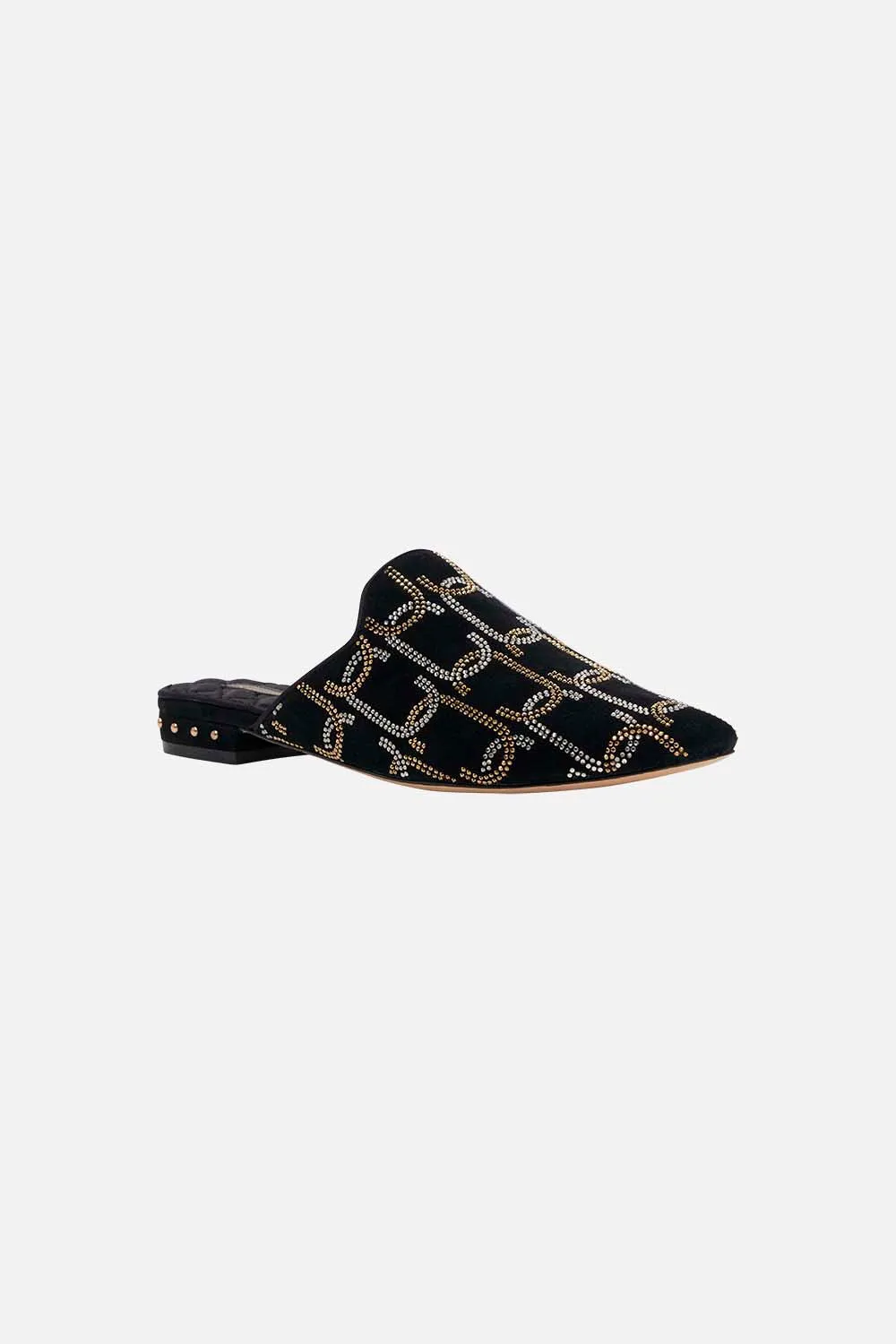 BELLE EMBROIDERED SLIPPER SOLID BLACK