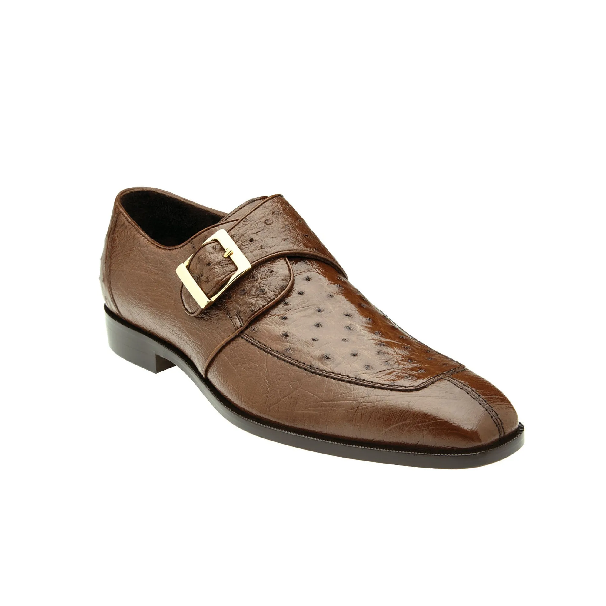 Belvedere Josh in Brown Genuine Ostrich Split Toe Monk Strap Dress Shoes