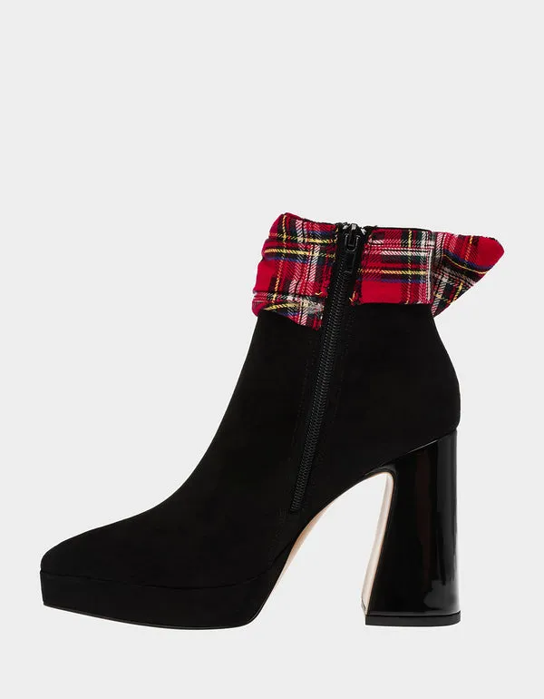 Betsey Johnson Black & Red Stewart Plaid  Ankle Booties