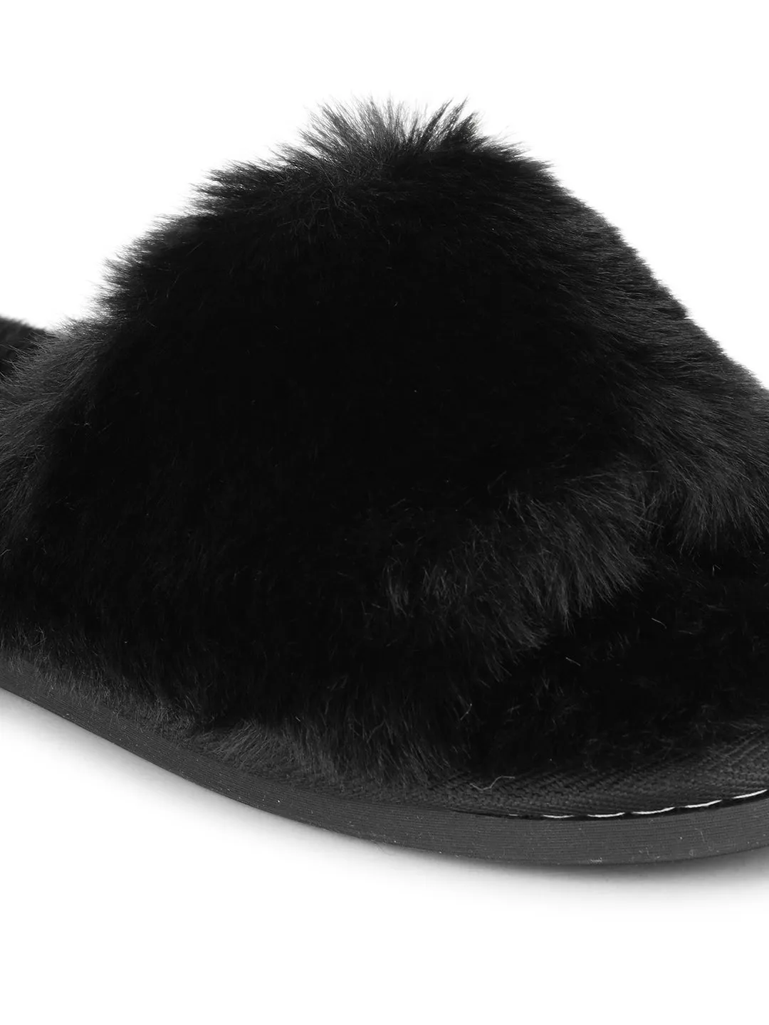 Black Fur Winter Warm Comfy Slipper (TC-INDSLIP3-BLK)