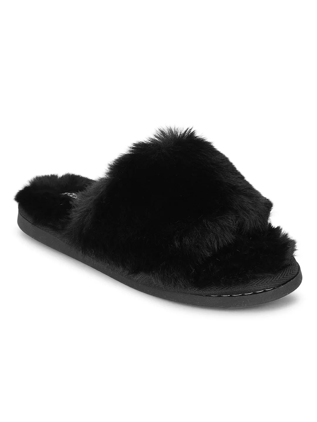 Black Fur Winter Warm Comfy Slipper (TC-INDSLIP3-BLK)