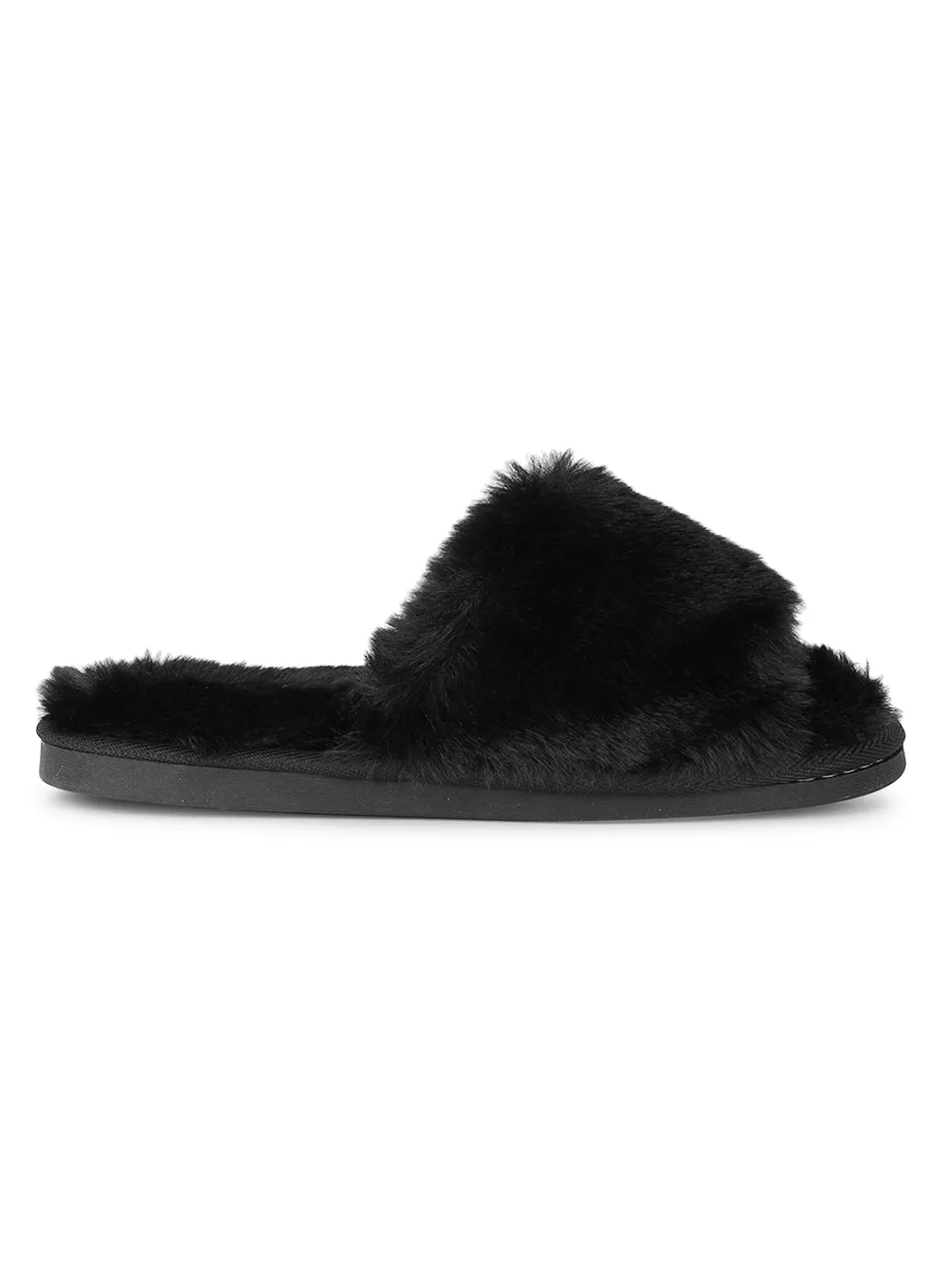 Black Fur Winter Warm Comfy Slipper (TC-INDSLIP3-BLK)