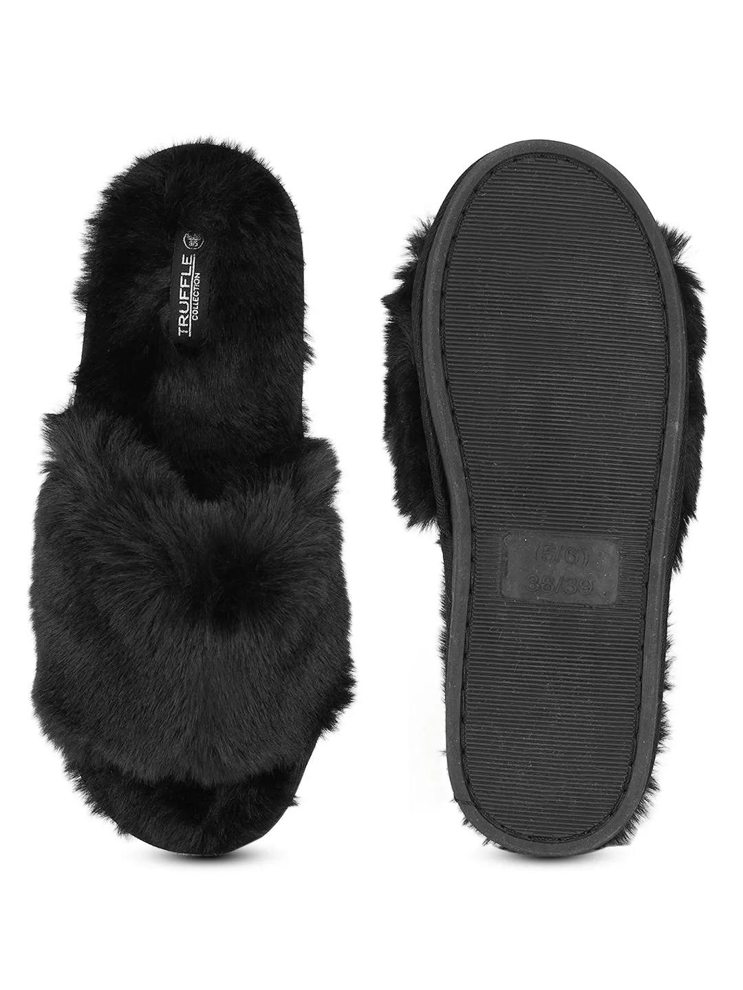 Black Fur Winter Warm Comfy Slipper (TC-INDSLIP3-BLK)