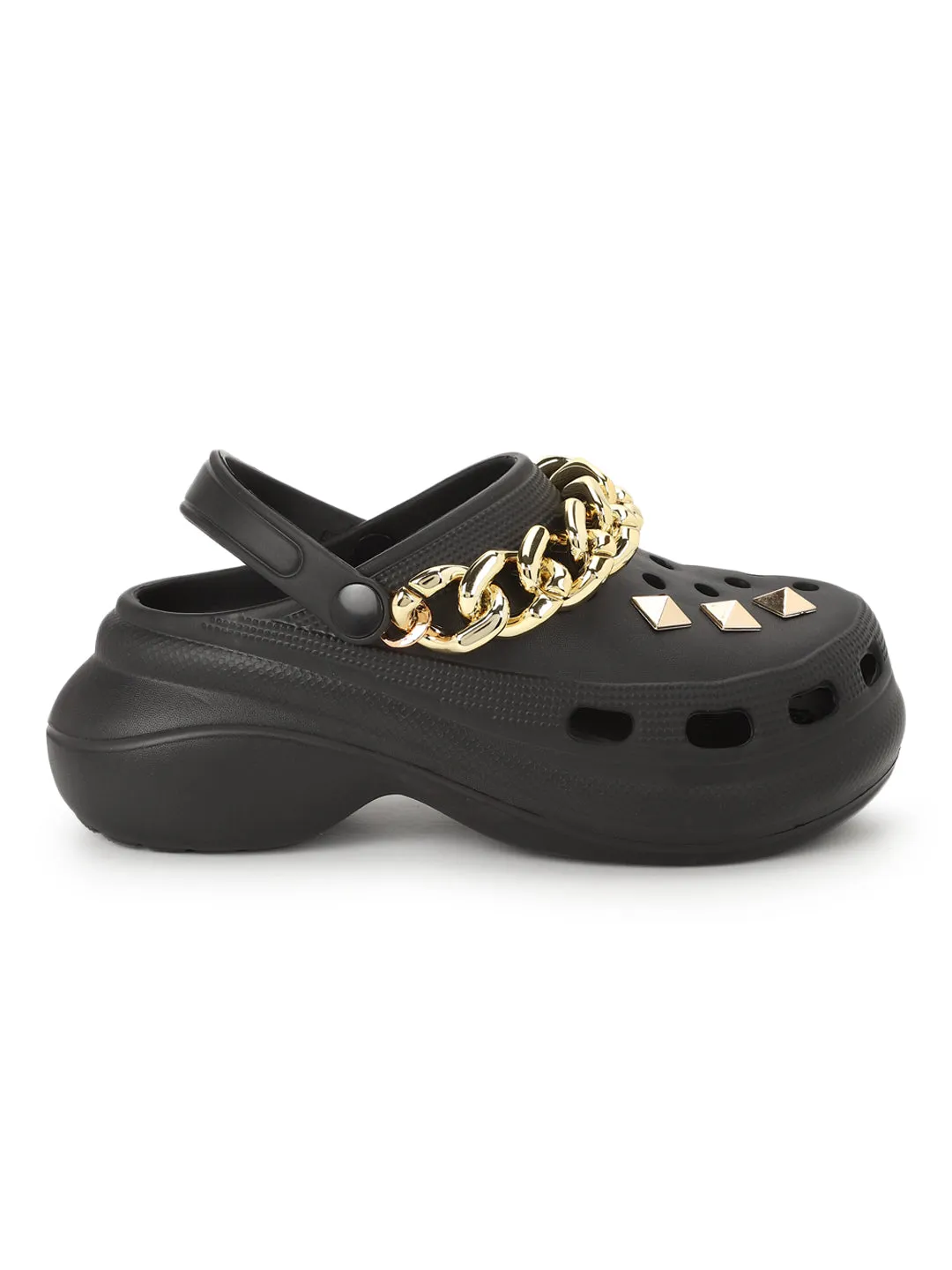 Black PU Slip-On Croc Flats (TC-RS3481-BLK)