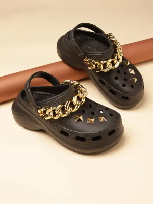 Black PU Slip-On Croc Flats (TC-RS3481-BLK)