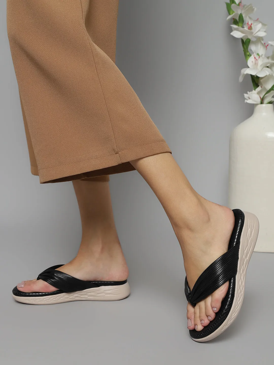 Black PU Slip-On Flats (TC-ST-023-BLK)