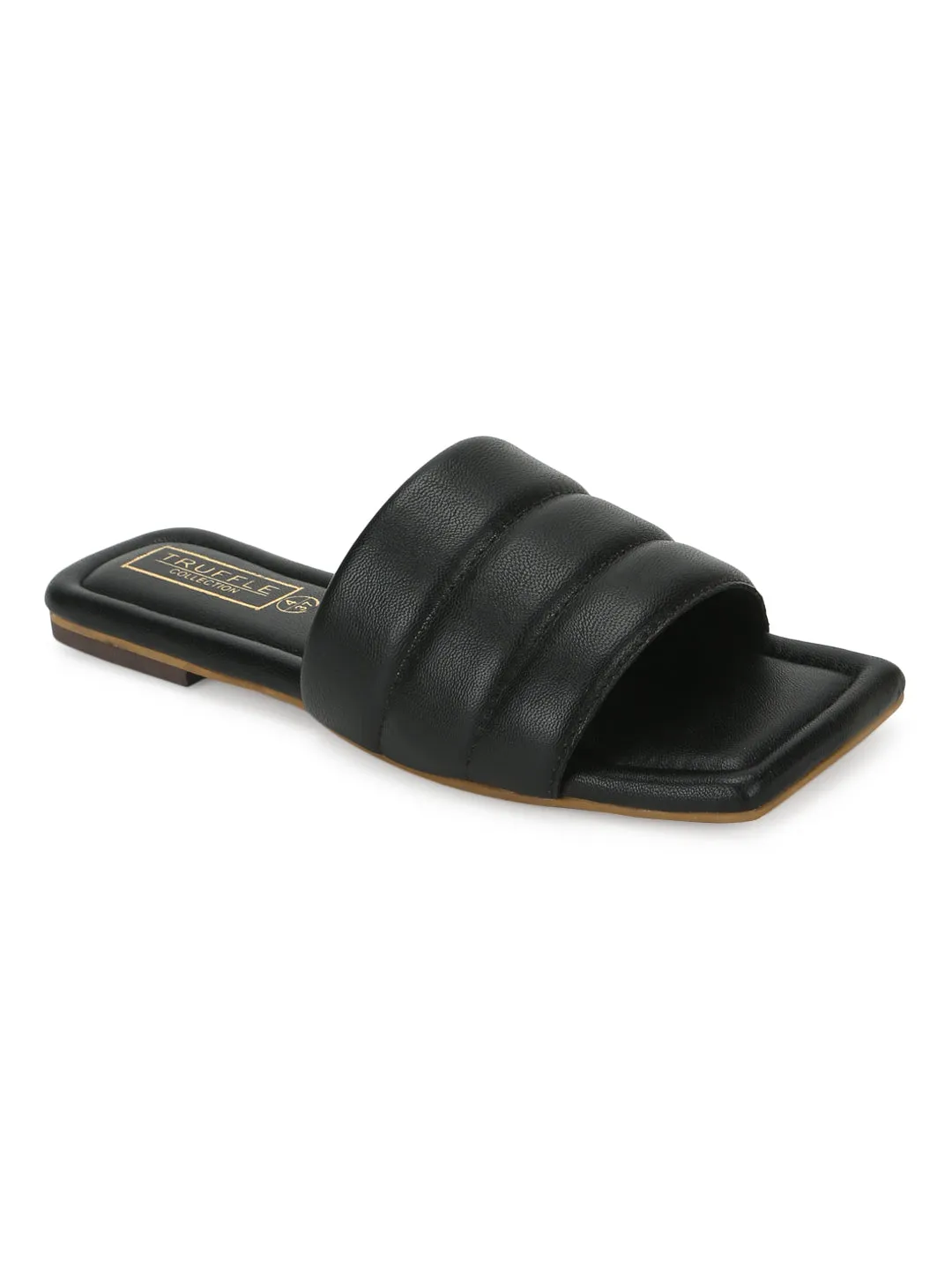 Black PU Square Toe Slip Ons (TC-SLC-SF-50-BLK)