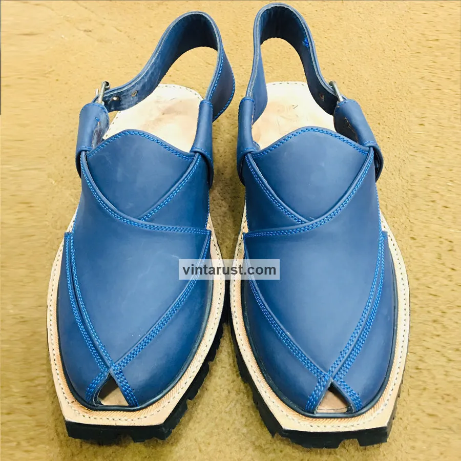 Blue Suede Leather Peshawari  Men's Chappal