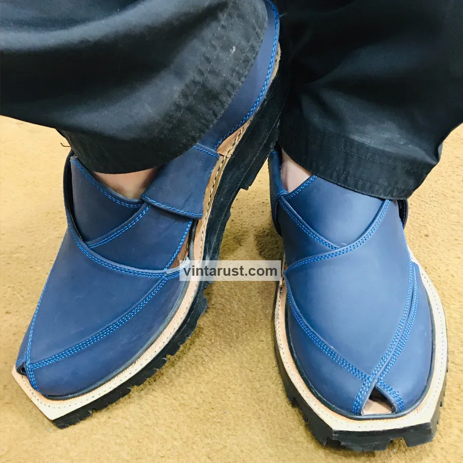 Blue Suede Leather Peshawari  Men's Chappal