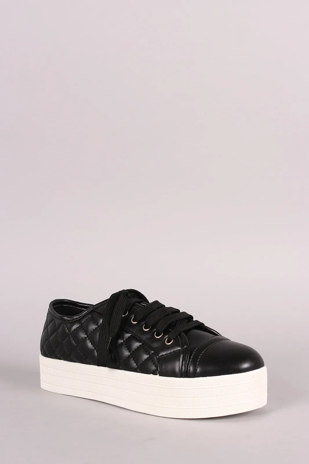 Breckelle Quilted Lace Up Flatform Sneaker