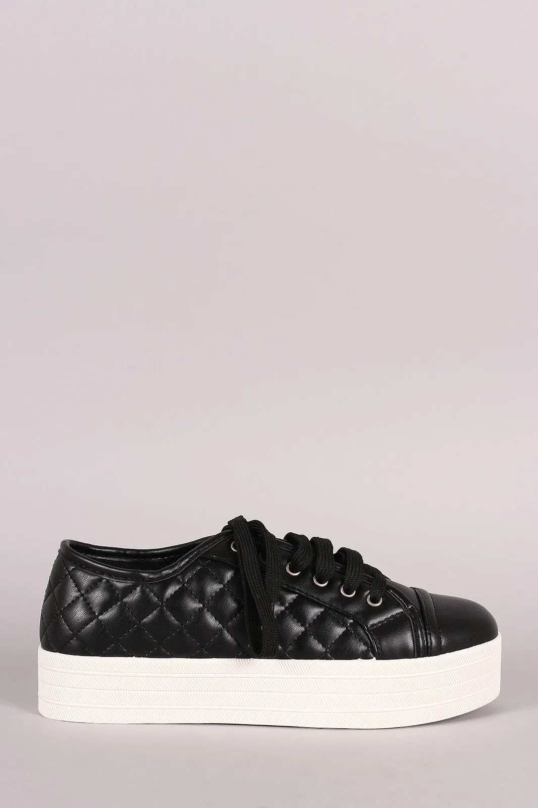 Breckelle Quilted Lace Up Flatform Sneaker