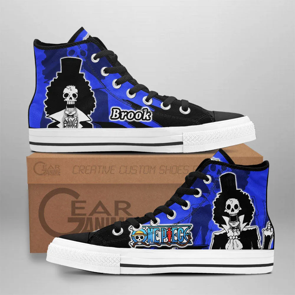 Brook High Top Shoes OP Custom Anime Sneakers Mix Manga