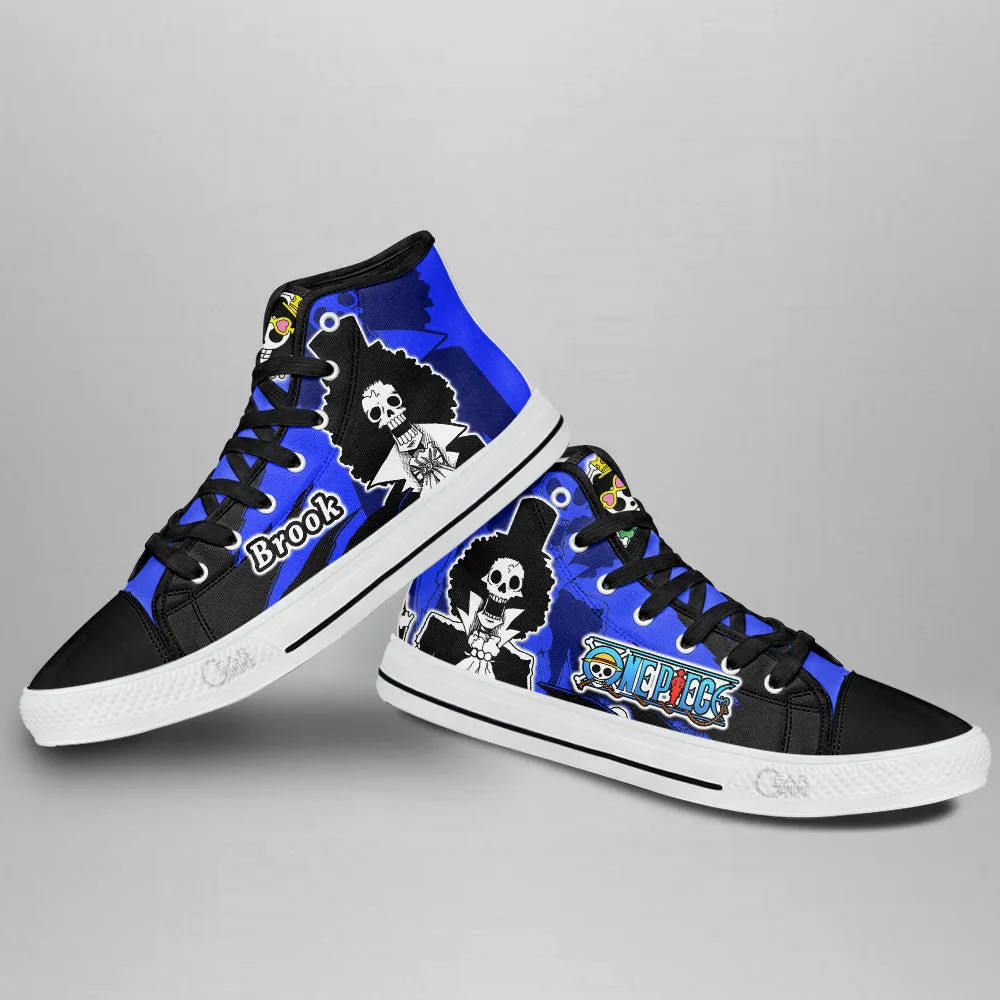 Brook High Top Shoes OP Custom Anime Sneakers Mix Manga