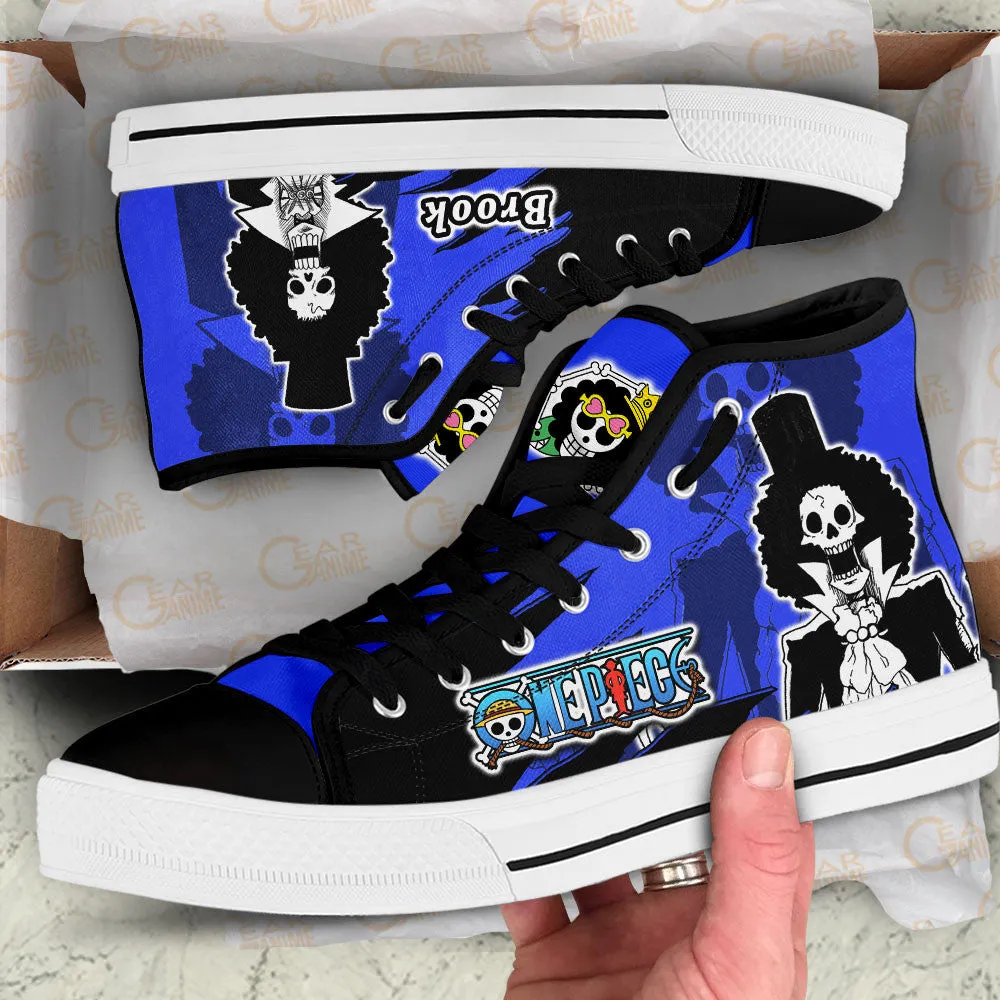 Brook High Top Shoes OP Custom Anime Sneakers Mix Manga