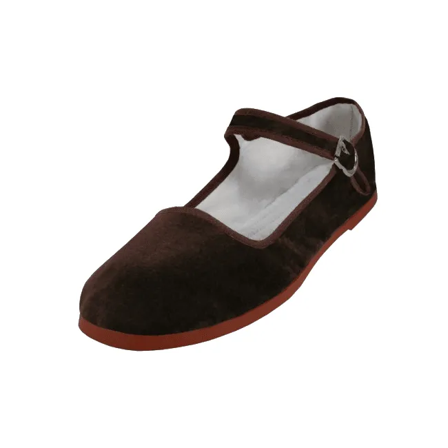 Brown Velvet Mary Jane Shoes