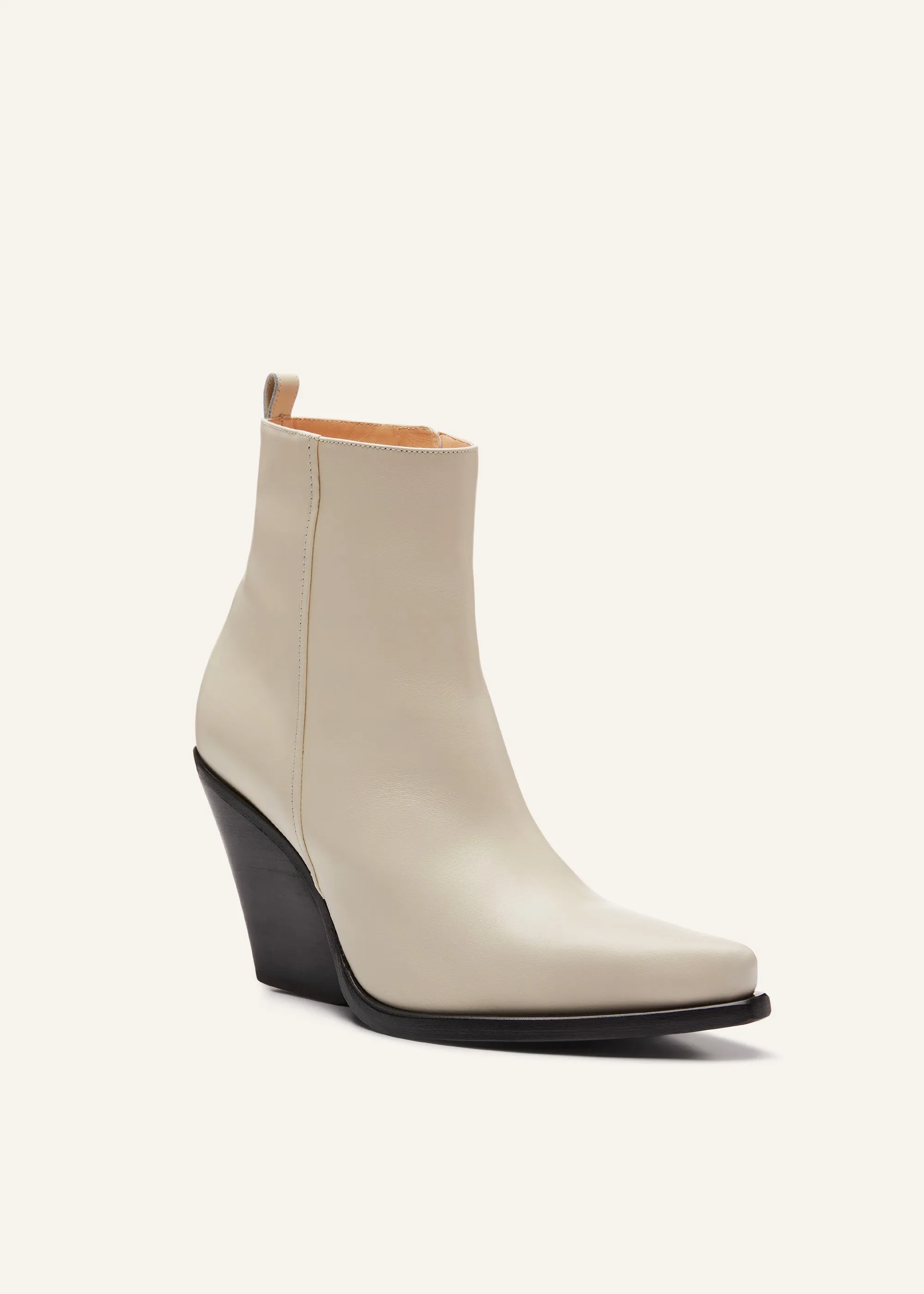 Calf leather cowboy ankle boots in cream