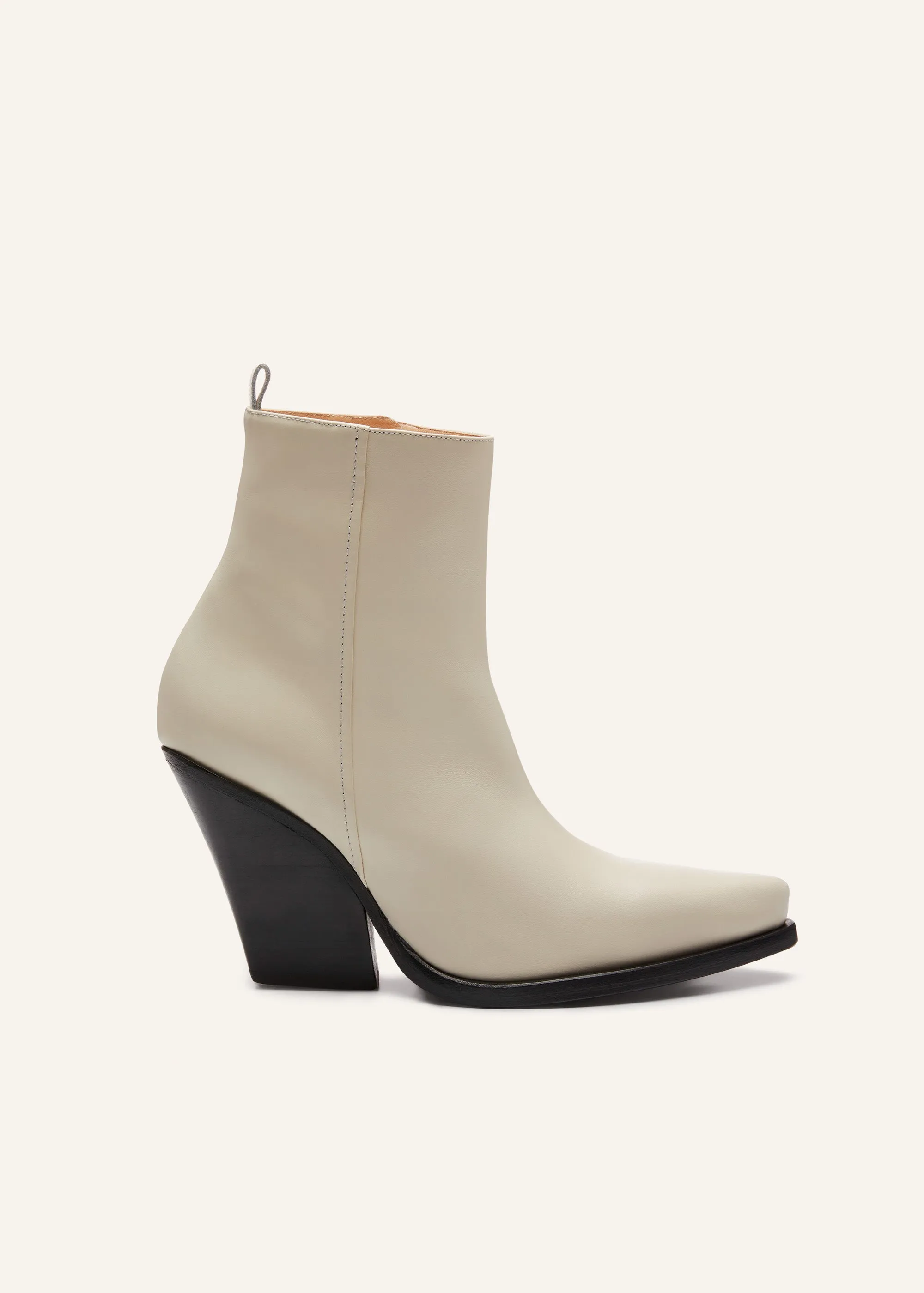 Calf leather cowboy ankle boots in cream