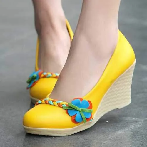 Casual Comfortable Slip On Wedge Heel Flats Shoes