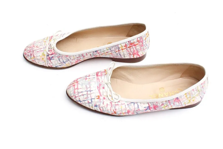 Chanel fabric multicolor ballet ballerina flats EU 38