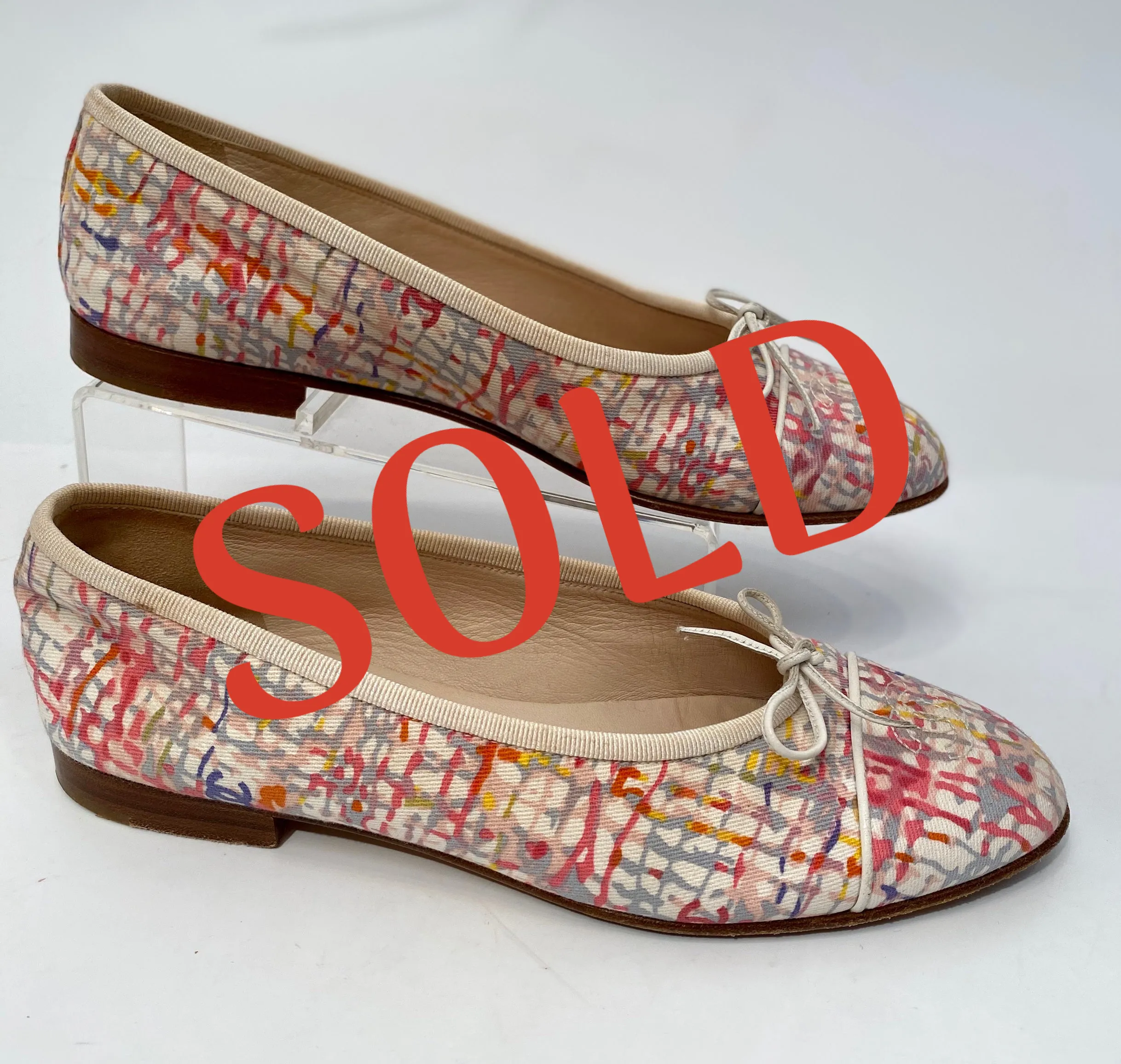 Chanel fabric multicolor ballet ballerina flats EU 38