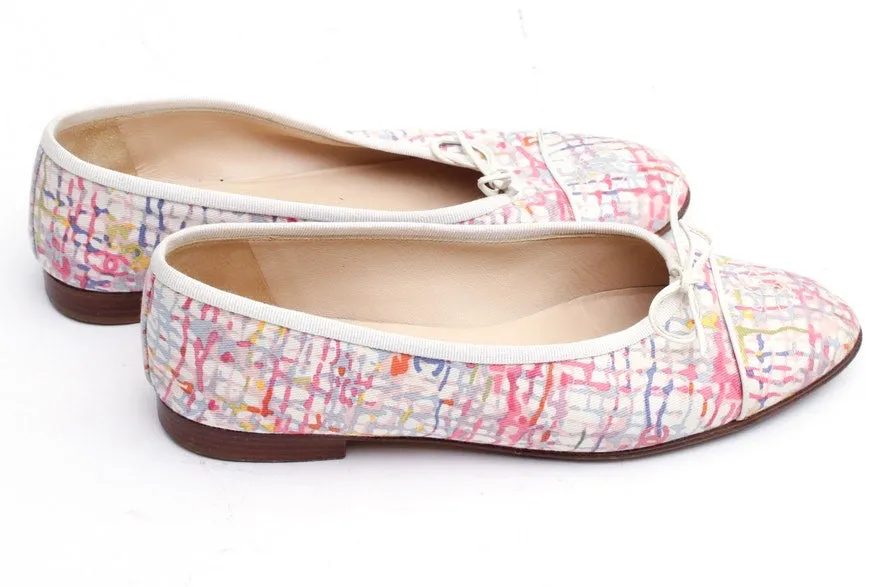 Chanel fabric multicolor ballet ballerina flats EU 38