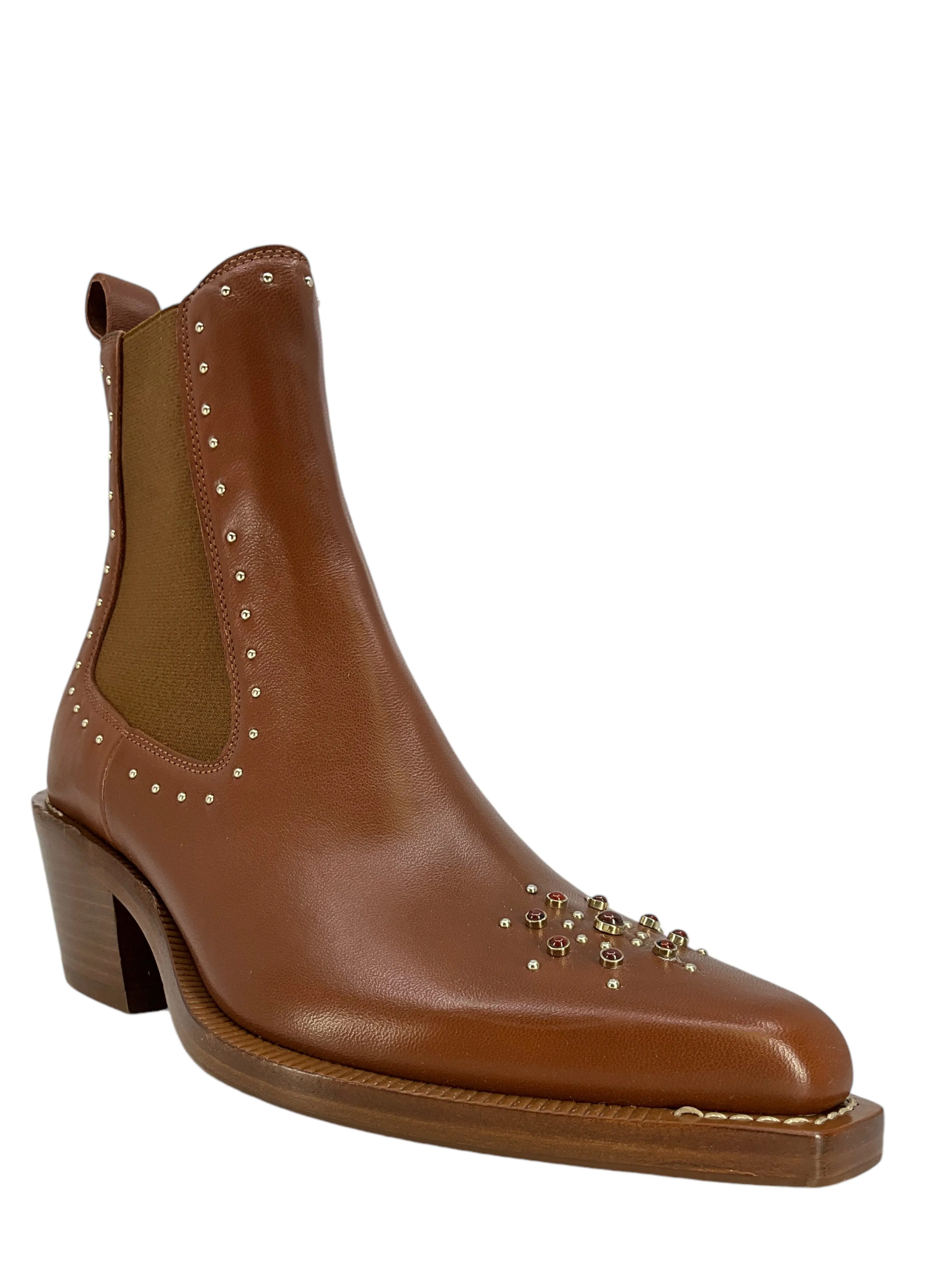 Chloé Nellie Texan Studded Ankle Boots Size 8 NEW