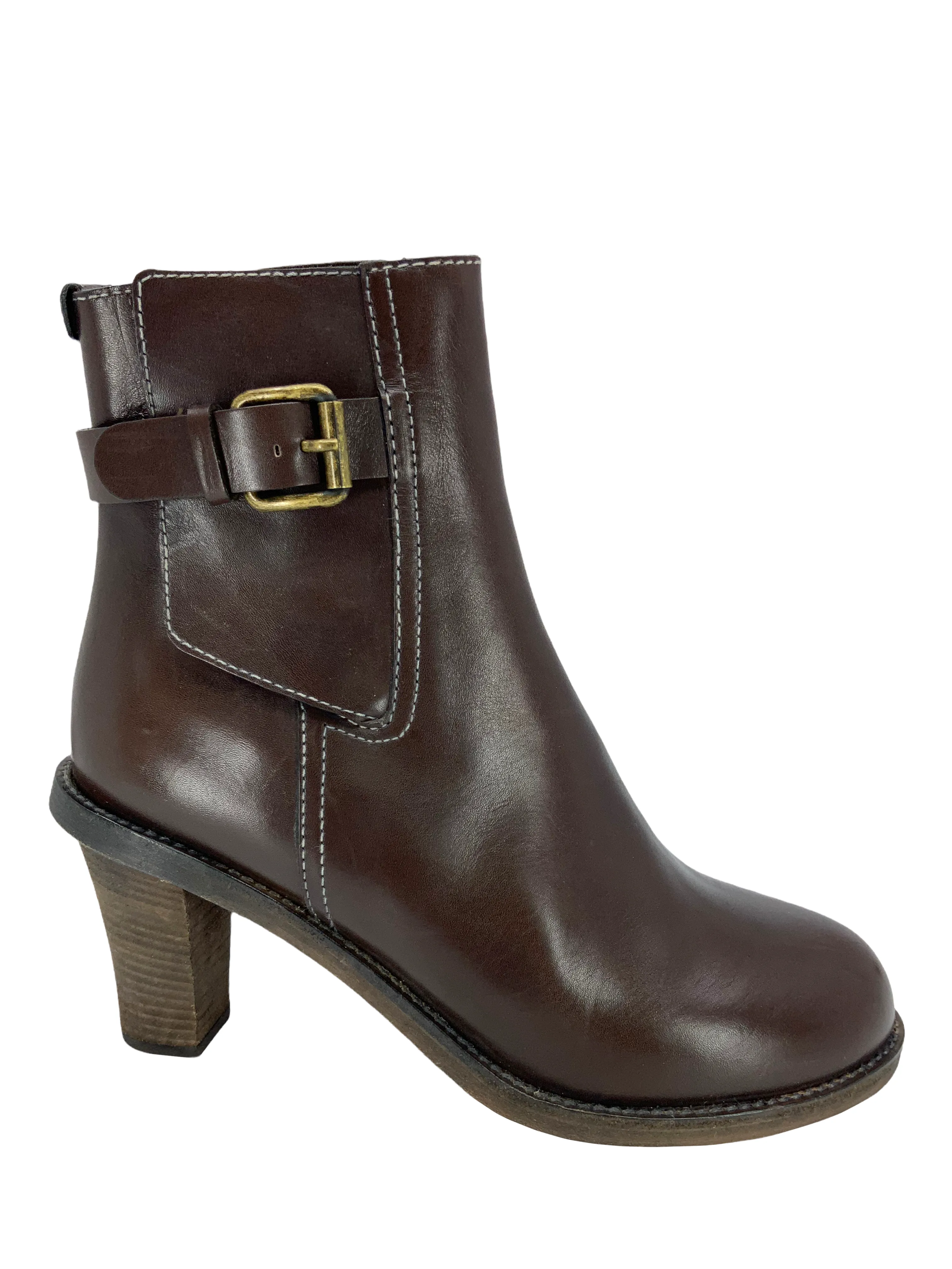 Chloe Leather Buckle Ankle Booties Size 8