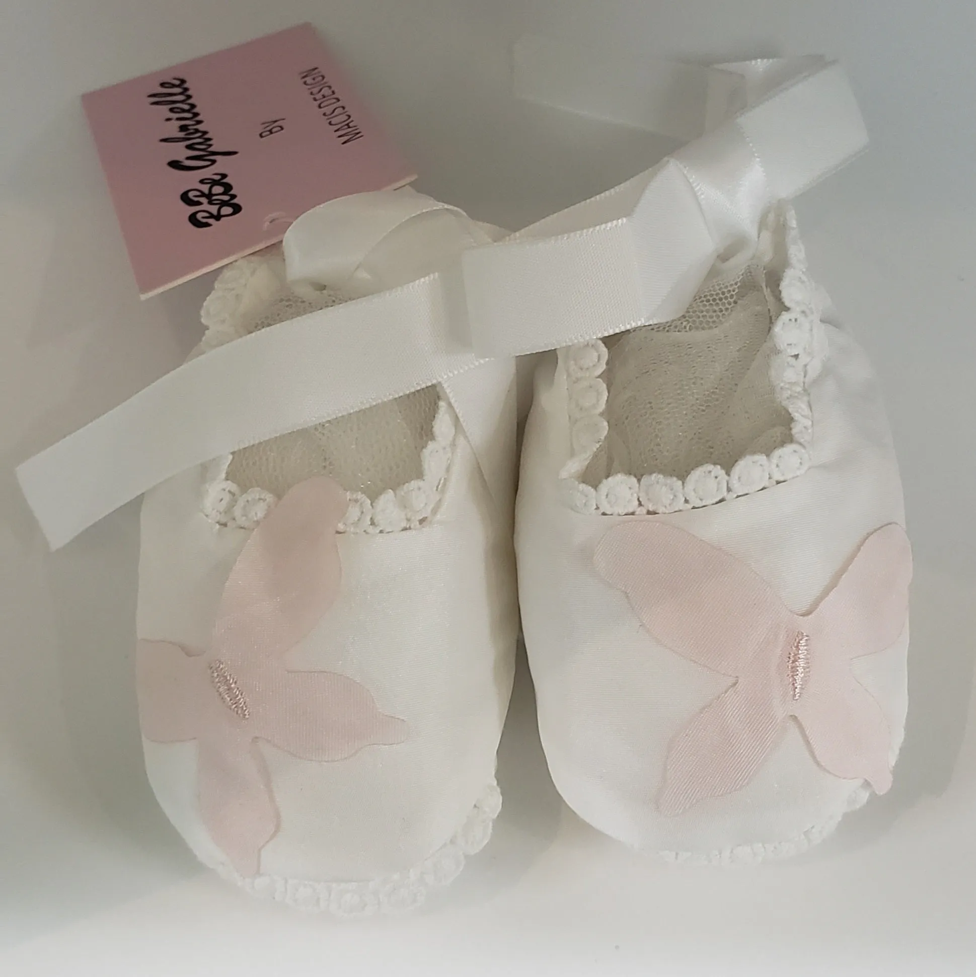 Christening Booties w/Pink Butterfly