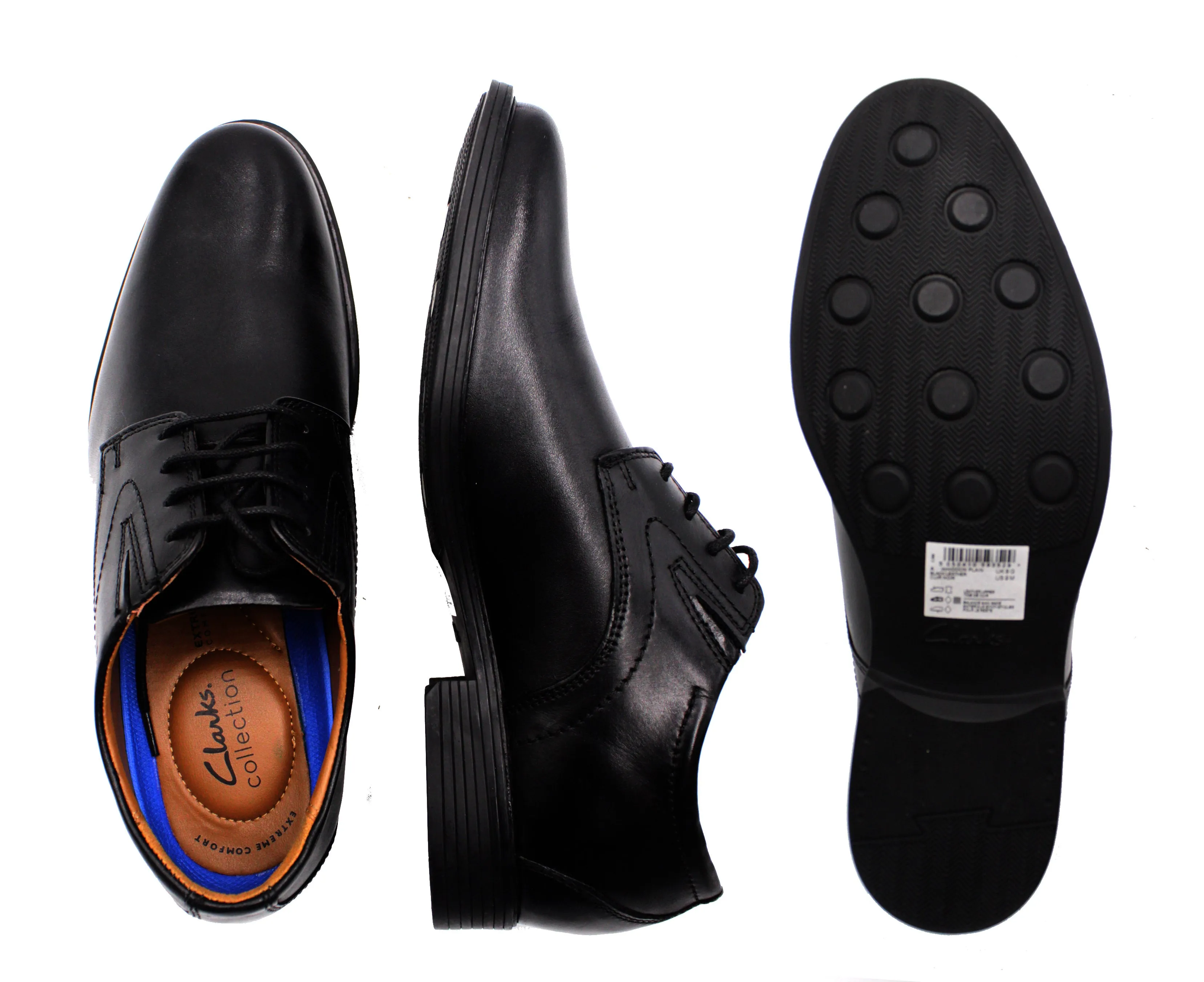 CLARKS,PLAIN TOE-LACE UP-SHOES-WHIDDONPLAIN918-BLACK