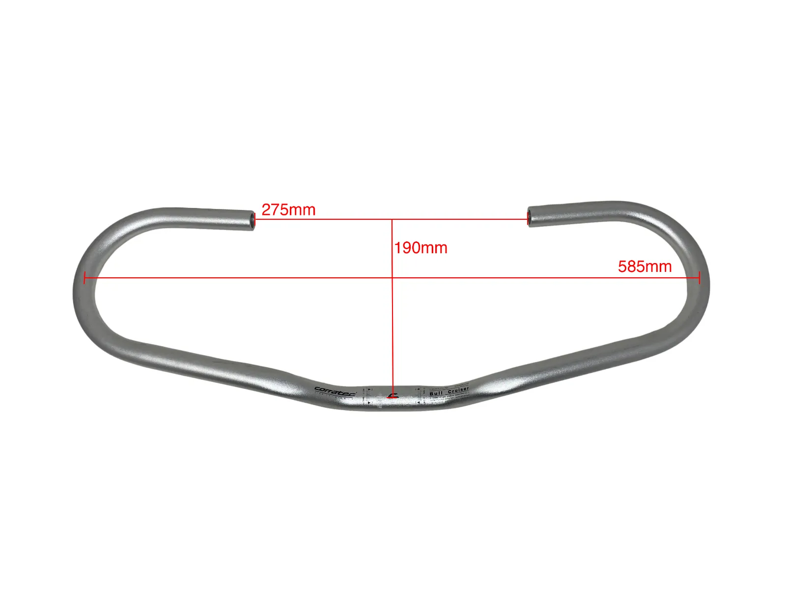 Corratec Bull Cruiser Aluminum Handlebar - 585mm - Silver - 25.4mm Clamp