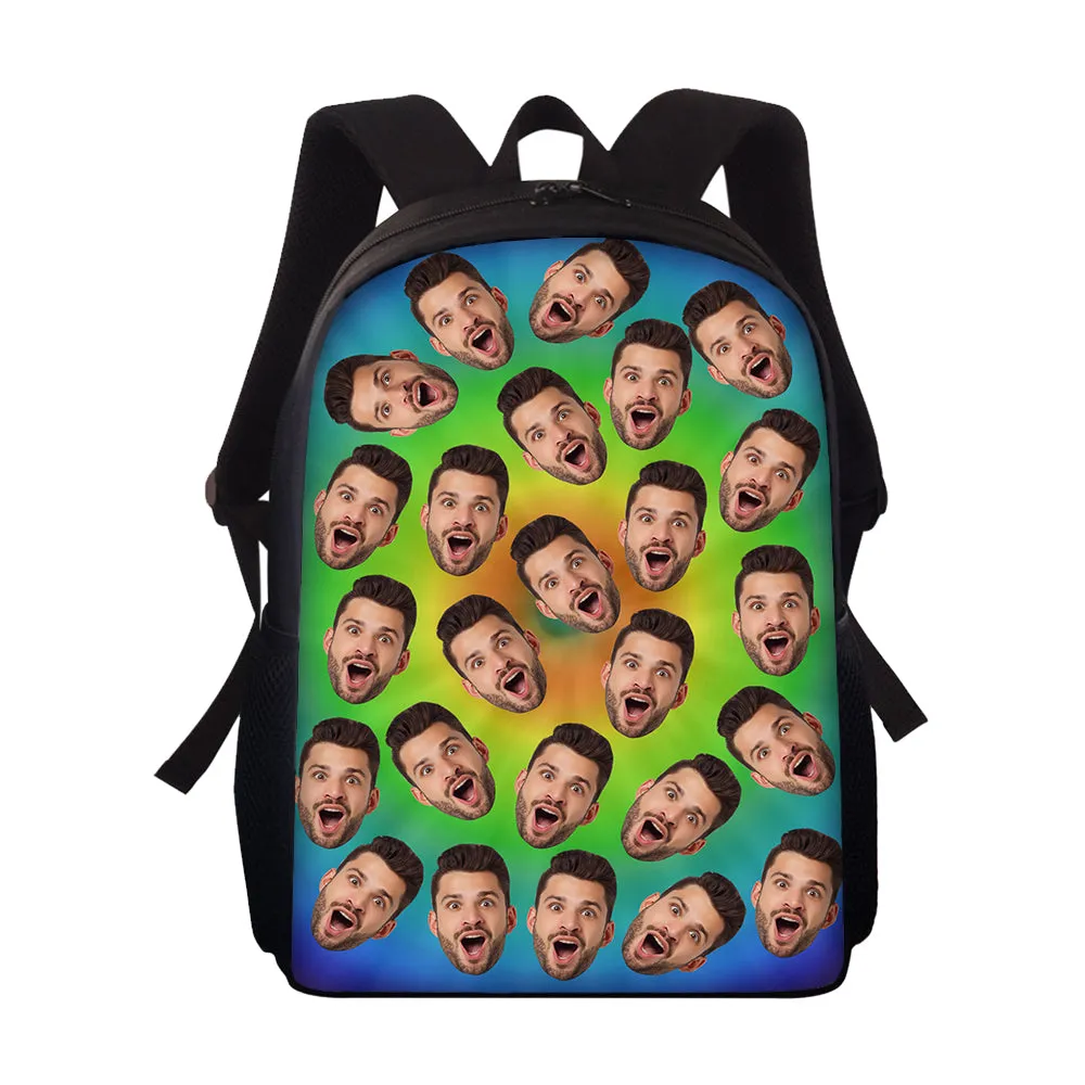 Custom Face Backpack Personalised Multicolor School Bag for Boys Girls