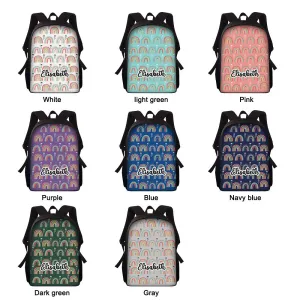 Custom Name Backpack Personalised Rainbow School Bag for Boys Girls